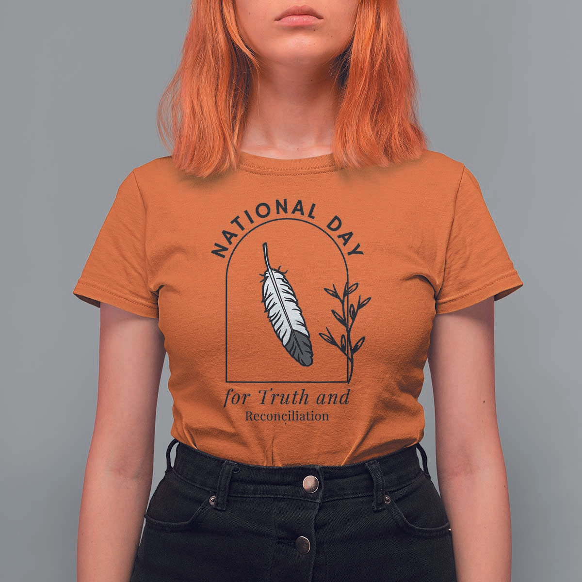 Orange Shirt Day T Shirt For Women National Day For Truth And Reconciliation Native Feather - Wonder Print Shop