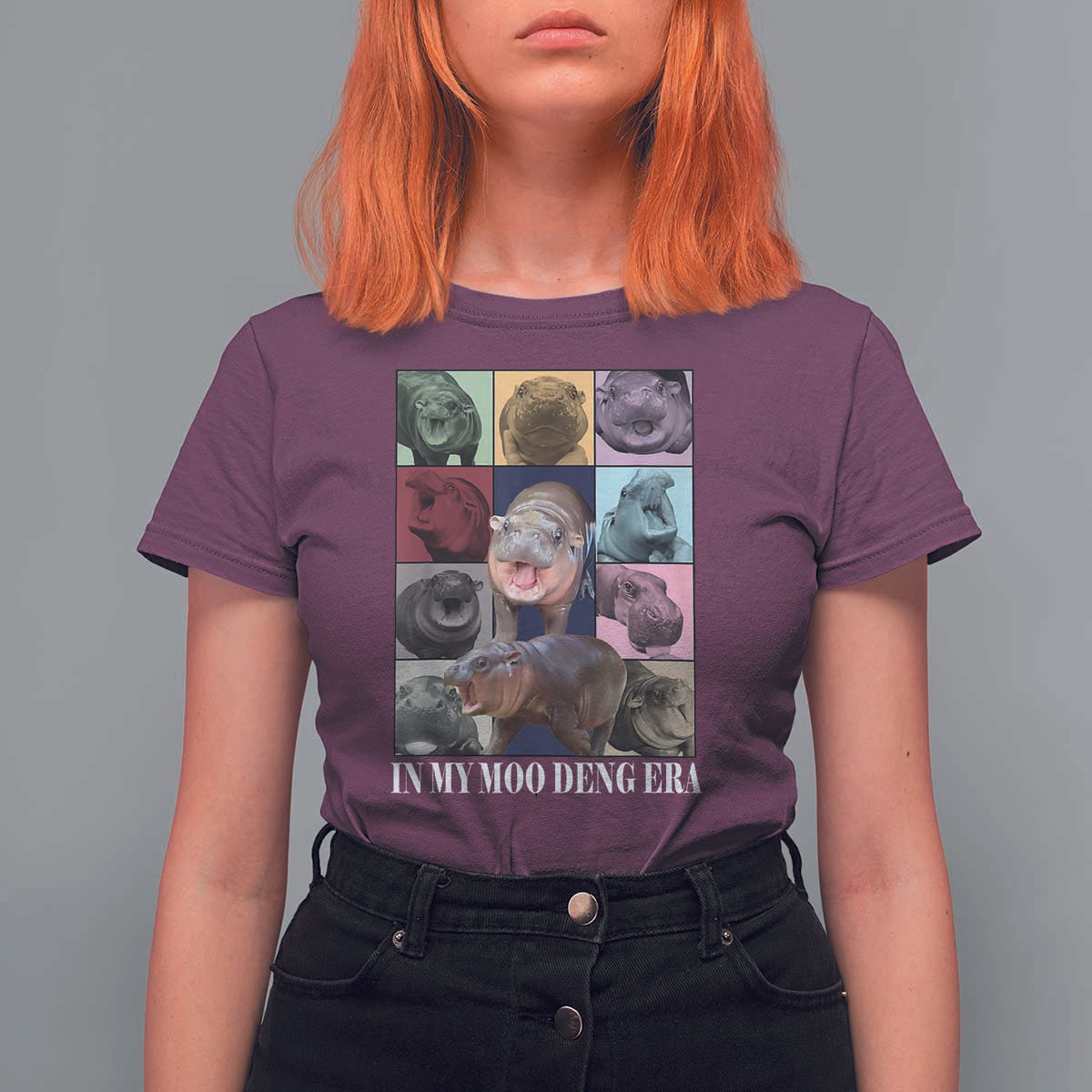 In My Moo Deng Era T Shirt For Women Cute Pygmy Hippo - Wonder Print Shop