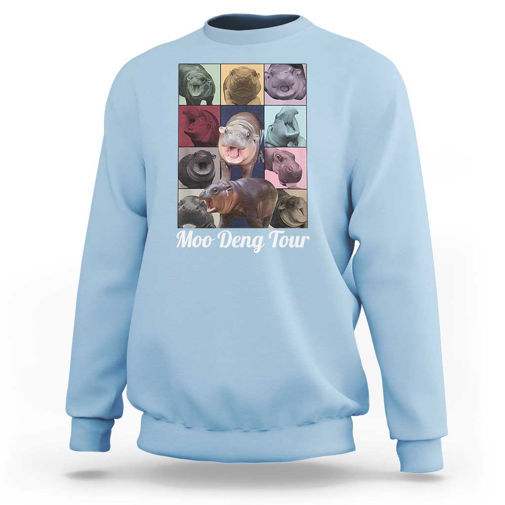 Baby Hippo Moo Deng Tour Sweatshirt Bouncy Cute Pygmy Hippopotamus - Wonder Print Shop