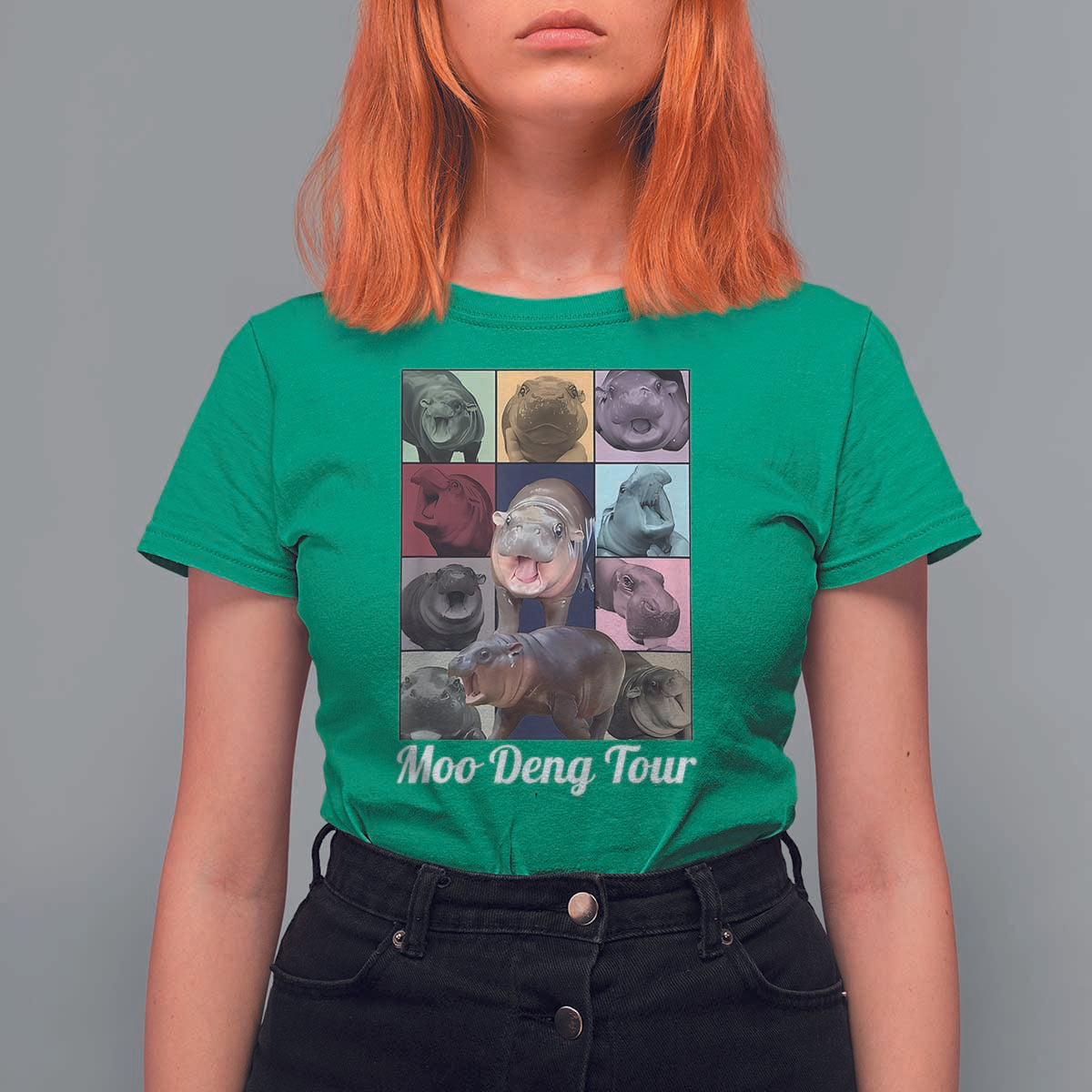 Baby Hippo Moo Deng Tour T Shirt For Women Bouncy Cute Pygmy Hippopotamus - Wonder Print Shop