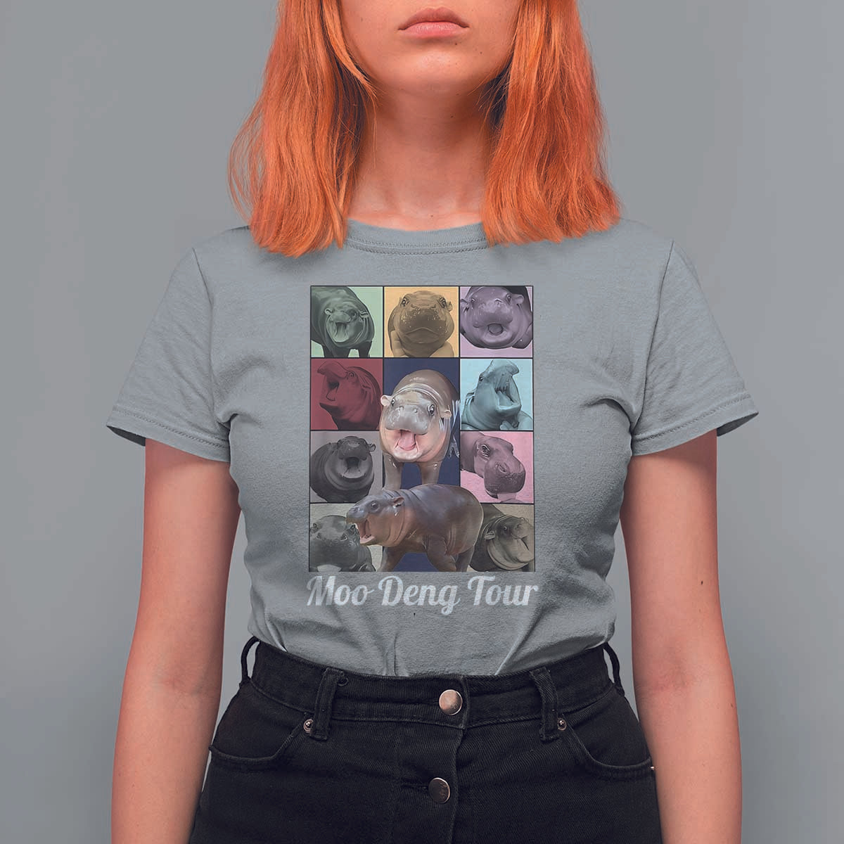 Baby Hippo Moo Deng Tour T Shirt For Women Bouncy Cute Pygmy Hippopotamus - Wonder Print Shop