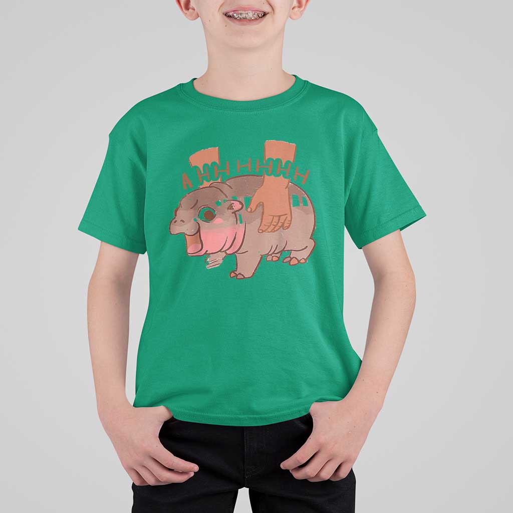 Baby Hippo Moo Deng T Shirt For Kid Bouncy Pig in Thai Picture The Cute Pygmy Hippopotamus - Wonder Print Shop