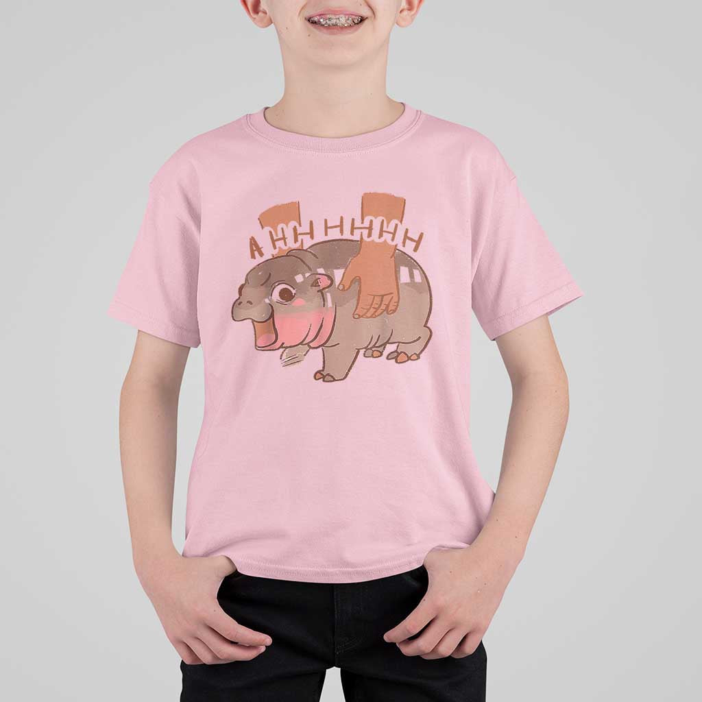 Baby Hippo Moo Deng T Shirt For Kid Bouncy Pig in Thai Picture The Cute Pygmy Hippopotamus - Wonder Print Shop