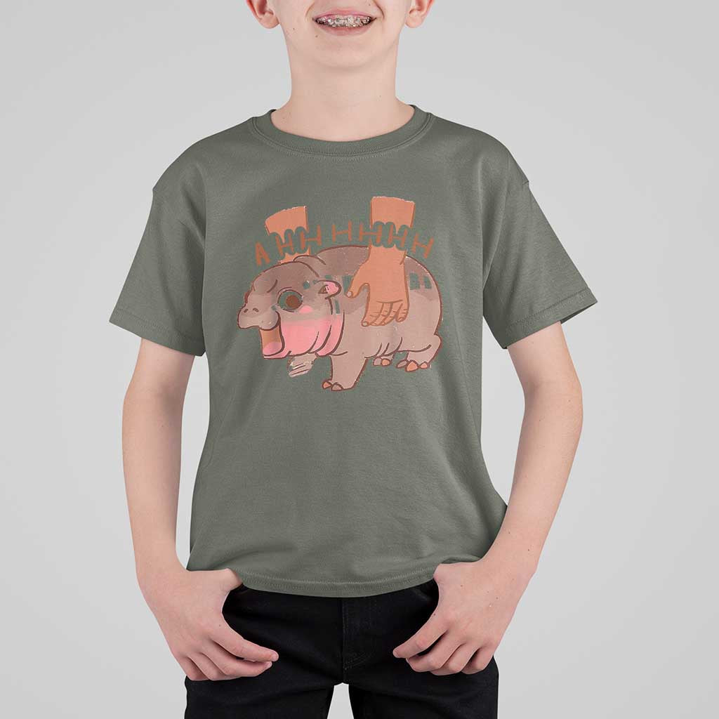Baby Hippo Moo Deng T Shirt For Kid Bouncy Pig in Thai Picture The Cute Pygmy Hippopotamus - Wonder Print Shop