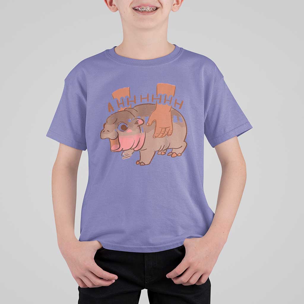 Baby Hippo Moo Deng T Shirt For Kid Bouncy Pig in Thai Picture The Cute Pygmy Hippopotamus - Wonder Print Shop