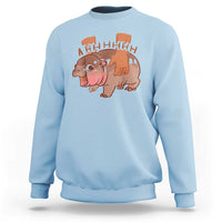 Baby Hippo Moo Deng Sweatshirt Bouncy Pig in Thai Picture The Cute Pygmy Hippopotamus - Wonder Print Shop