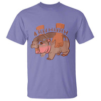Baby Hippo Moo Deng T Shirt Bouncy Pig in Thai Picture The Cute Pygmy Hippopotamus - Wonder Print Shop