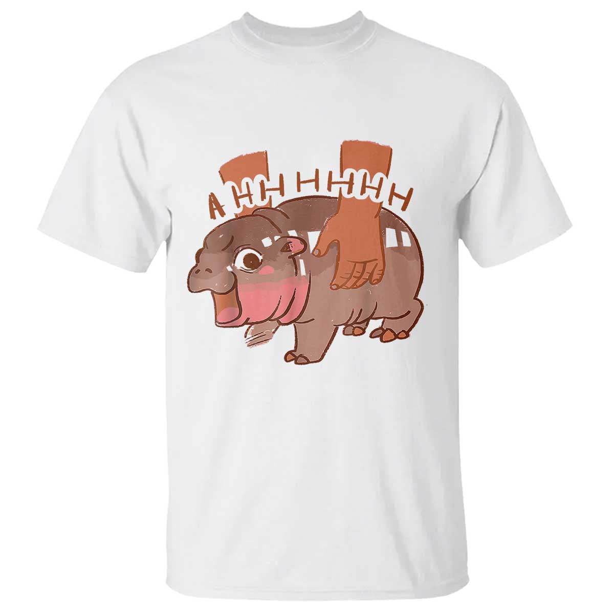 Baby Hippo Moo Deng T Shirt Bouncy Pig in Thai Picture The Cute Pygmy Hippopotamus - Wonder Print Shop