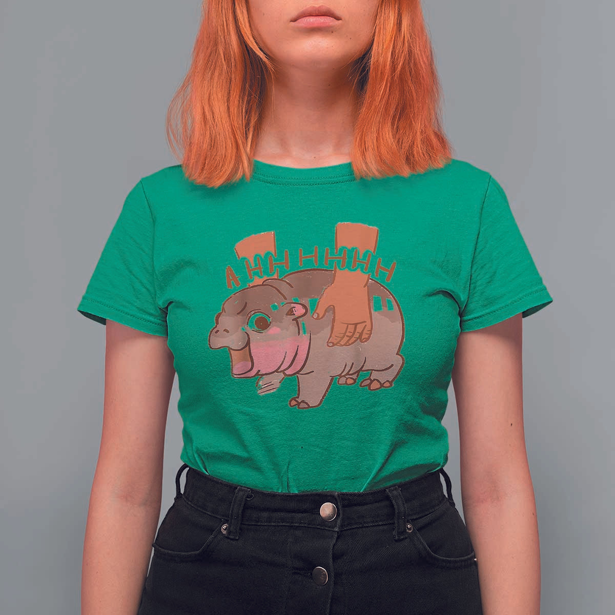 Baby Hippo Moo Deng T Shirt For Women Bouncy Pig in Thai Picture The Cute Pygmy Hippopotamus - Wonder Print Shop