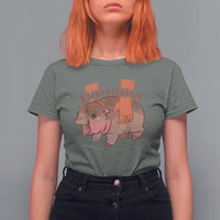 Baby Hippo Moo Deng T Shirt For Women Bouncy Pig in Thai Picture The Cute Pygmy Hippopotamus - Wonder Print Shop
