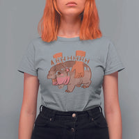 Baby Hippo Moo Deng T Shirt For Women Bouncy Pig in Thai Picture The Cute Pygmy Hippopotamus - Wonder Print Shop
