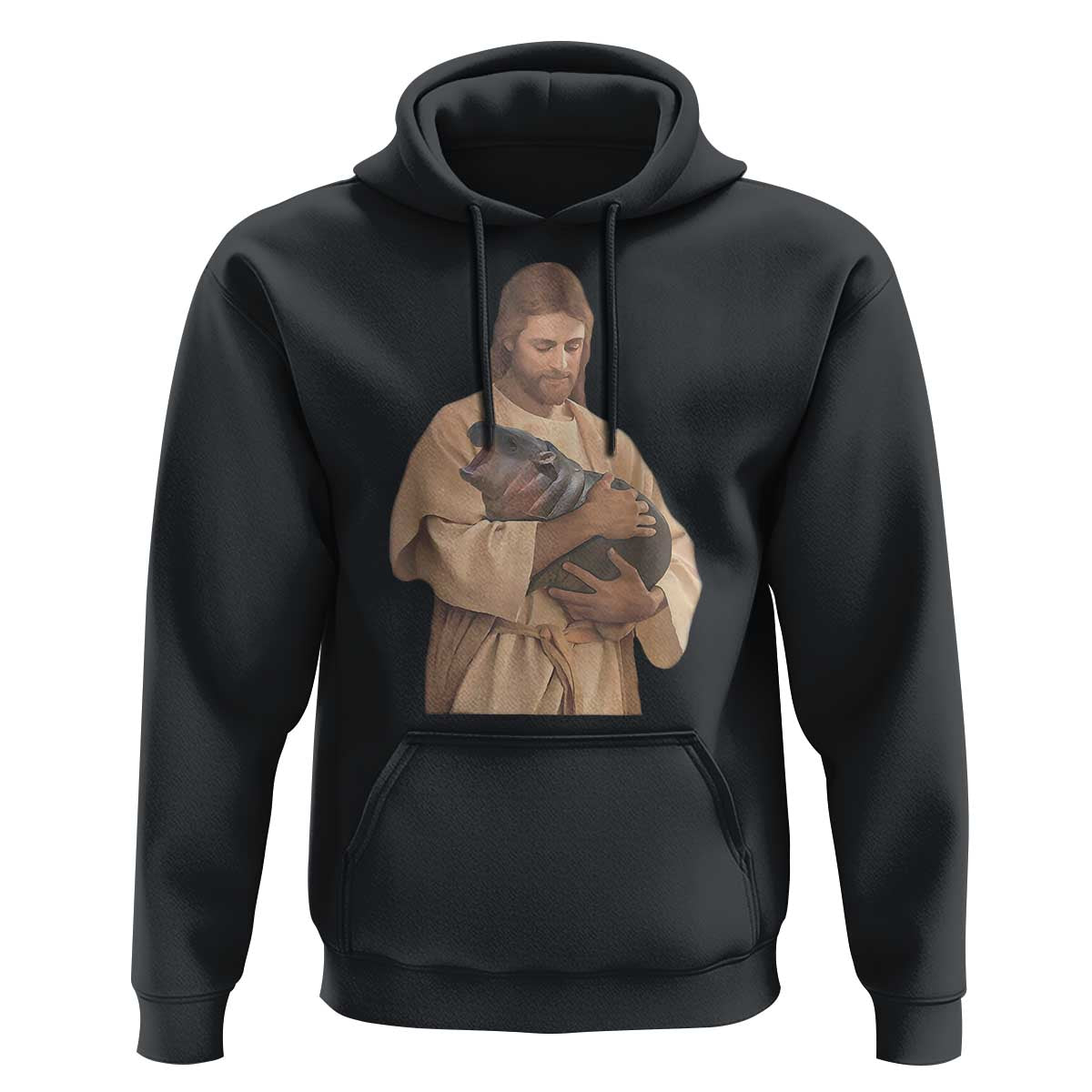 Jesus Loves Moo Deng Hoodie Bouncy Pig Cute Pygmy Hippo Meme
