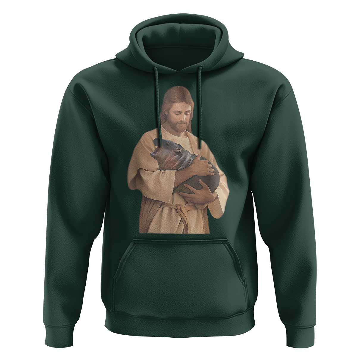 Jesus Loves Moo Deng Hoodie Bouncy Pig Cute Pygmy Hippo Meme