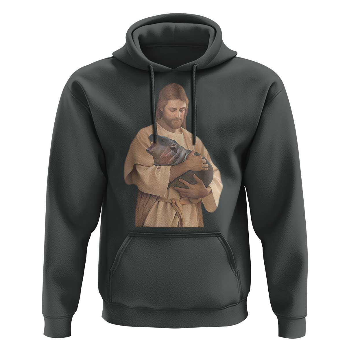Jesus Loves Moo Deng Hoodie Bouncy Pig Cute Pygmy Hippo Meme
