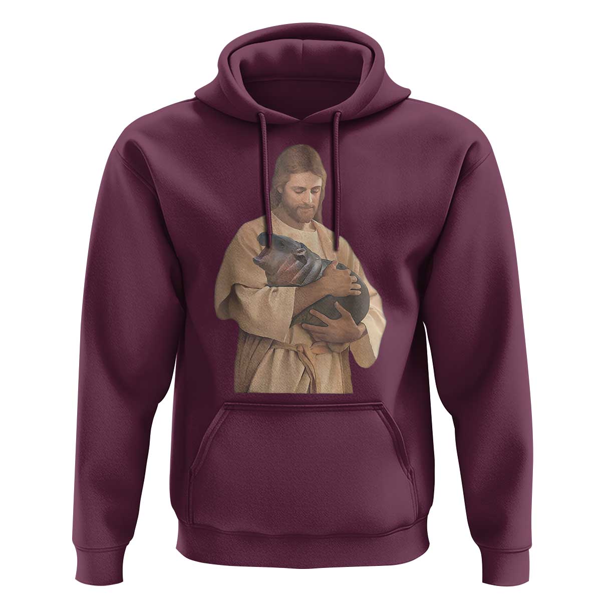 Jesus Loves Moo Deng Hoodie Bouncy Pig Cute Pygmy Hippo Meme