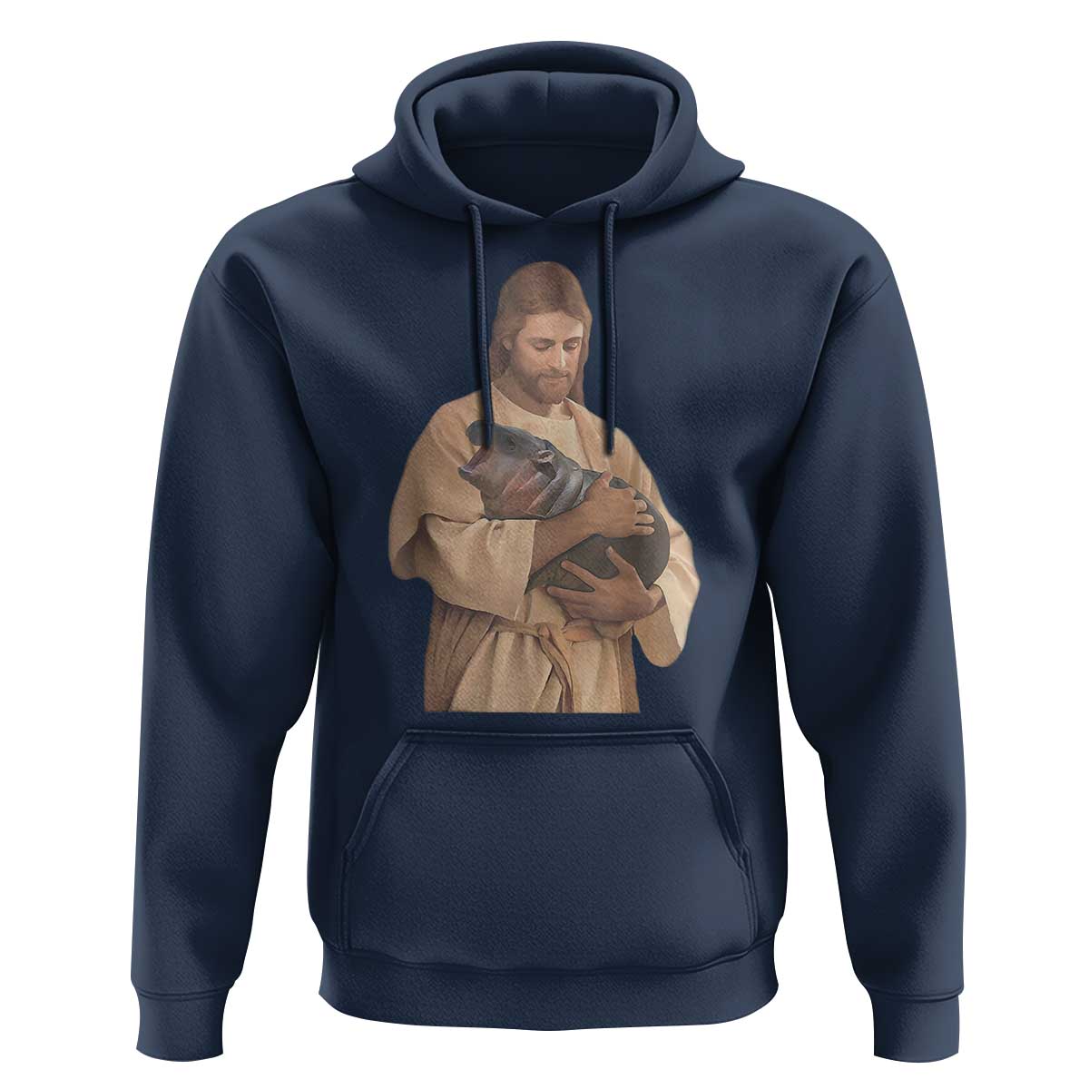 Jesus Loves Moo Deng Hoodie Bouncy Pig Cute Pygmy Hippo Meme