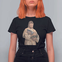 Jesus Loves Moo Deng T Shirt For Women Bouncy Pig Cute Pygmy Hippo Meme - Wonder Print Shop
