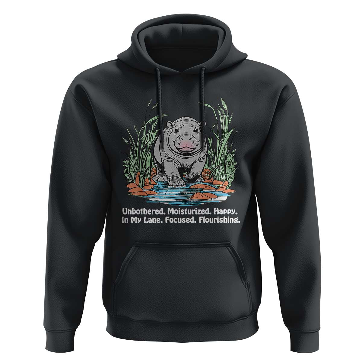 Baby Hippo Moo Deng Hoodie Unbothered Bouncy Pig Meme Cute Viral