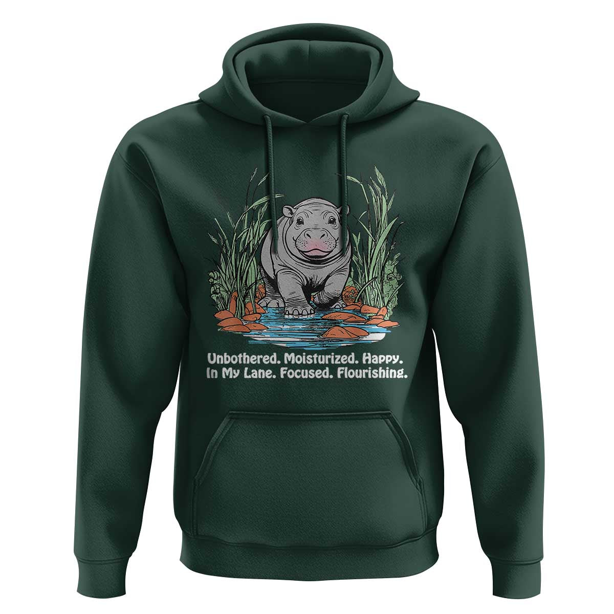 Baby Hippo Moo Deng Hoodie Unbothered Bouncy Pig Meme Cute Viral