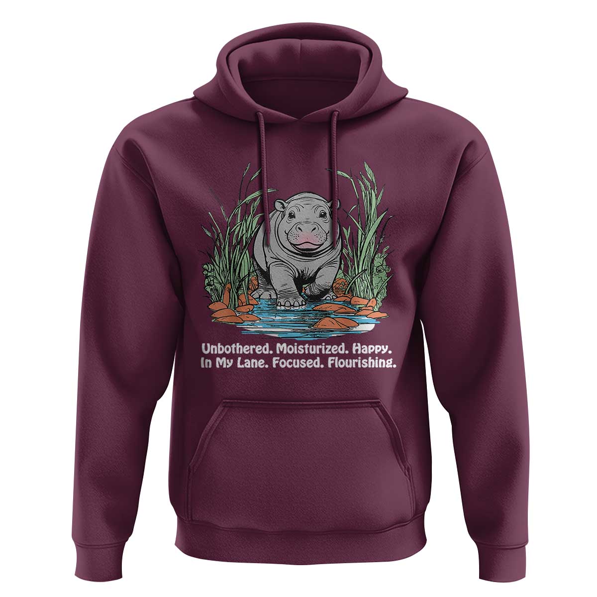 Baby Hippo Moo Deng Hoodie Unbothered Bouncy Pig Meme Cute Viral