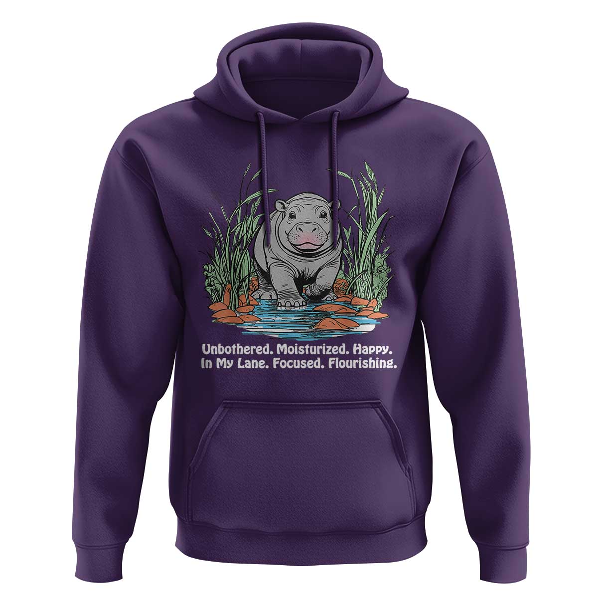 Baby Hippo Moo Deng Hoodie Unbothered Bouncy Pig Meme Cute Viral