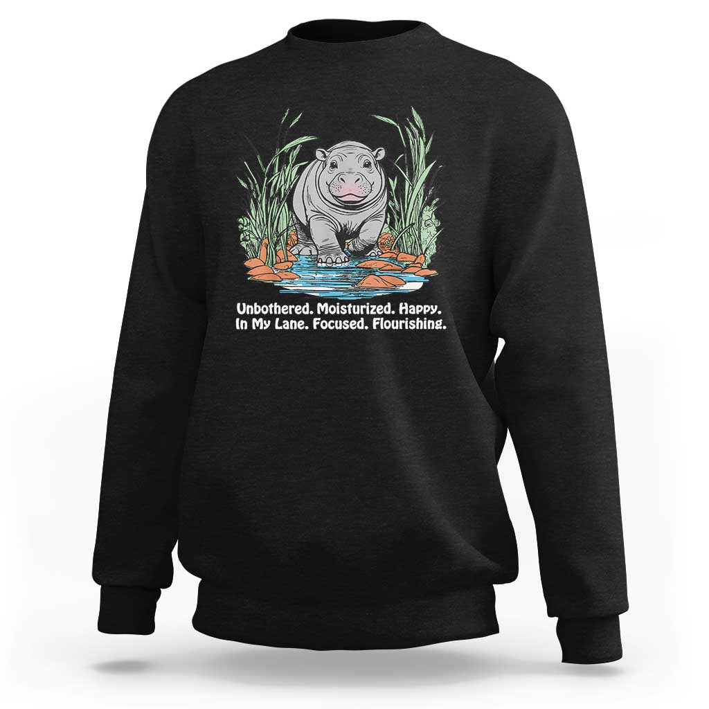 Baby Hippo Moo Deng Sweatshirt Unbothered Bouncy Pig Meme Cute Viral - Wonder Print Shop