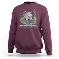 Baby Hippo Moo Deng Sweatshirt Unbothered Bouncy Pig Meme Cute Viral - Wonder Print Shop