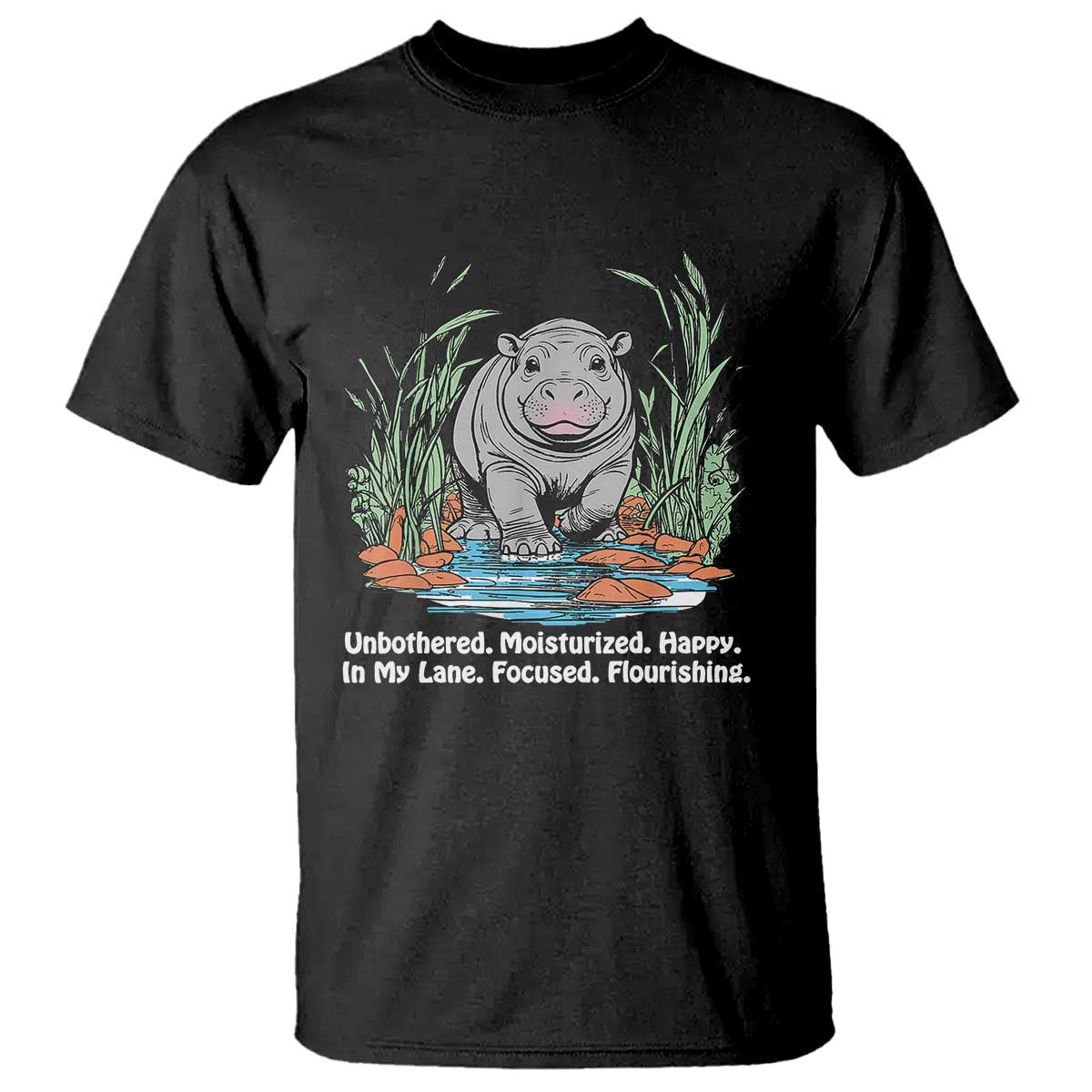 Baby Hippo Moo Deng T Shirt Unbothered Bouncy Pig Meme Cute Viral - Wonder Print Shop