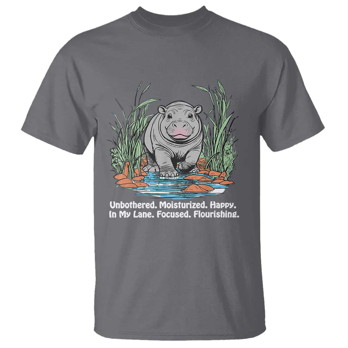 Baby Hippo Moo Deng T Shirt Unbothered Bouncy Pig Meme Cute Viral - Wonder Print Shop