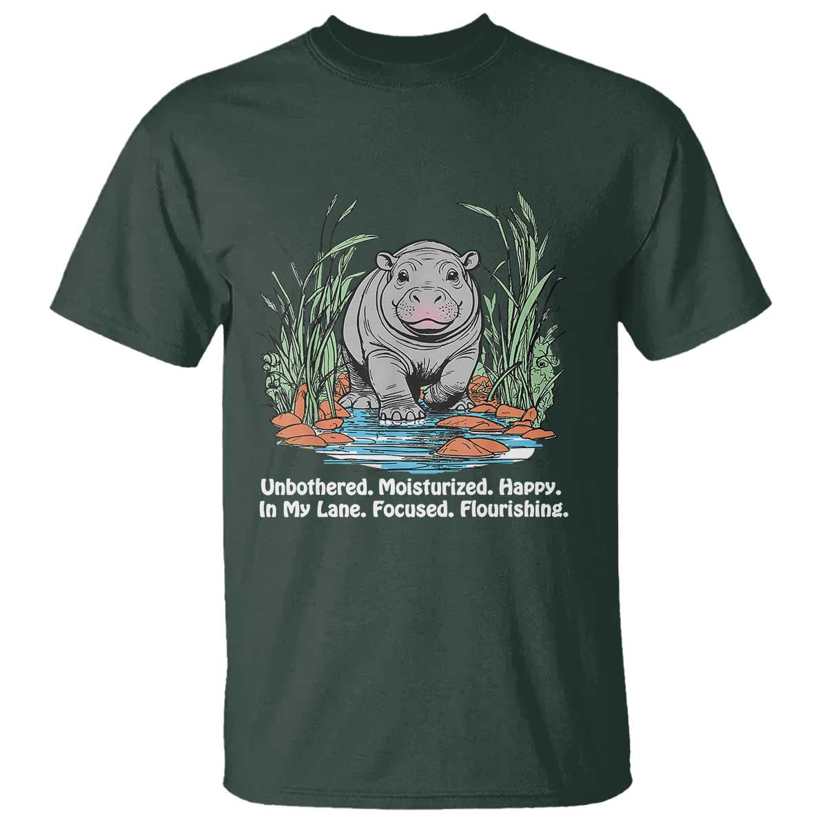 Baby Hippo Moo Deng T Shirt Unbothered Bouncy Pig Meme Cute Viral - Wonder Print Shop