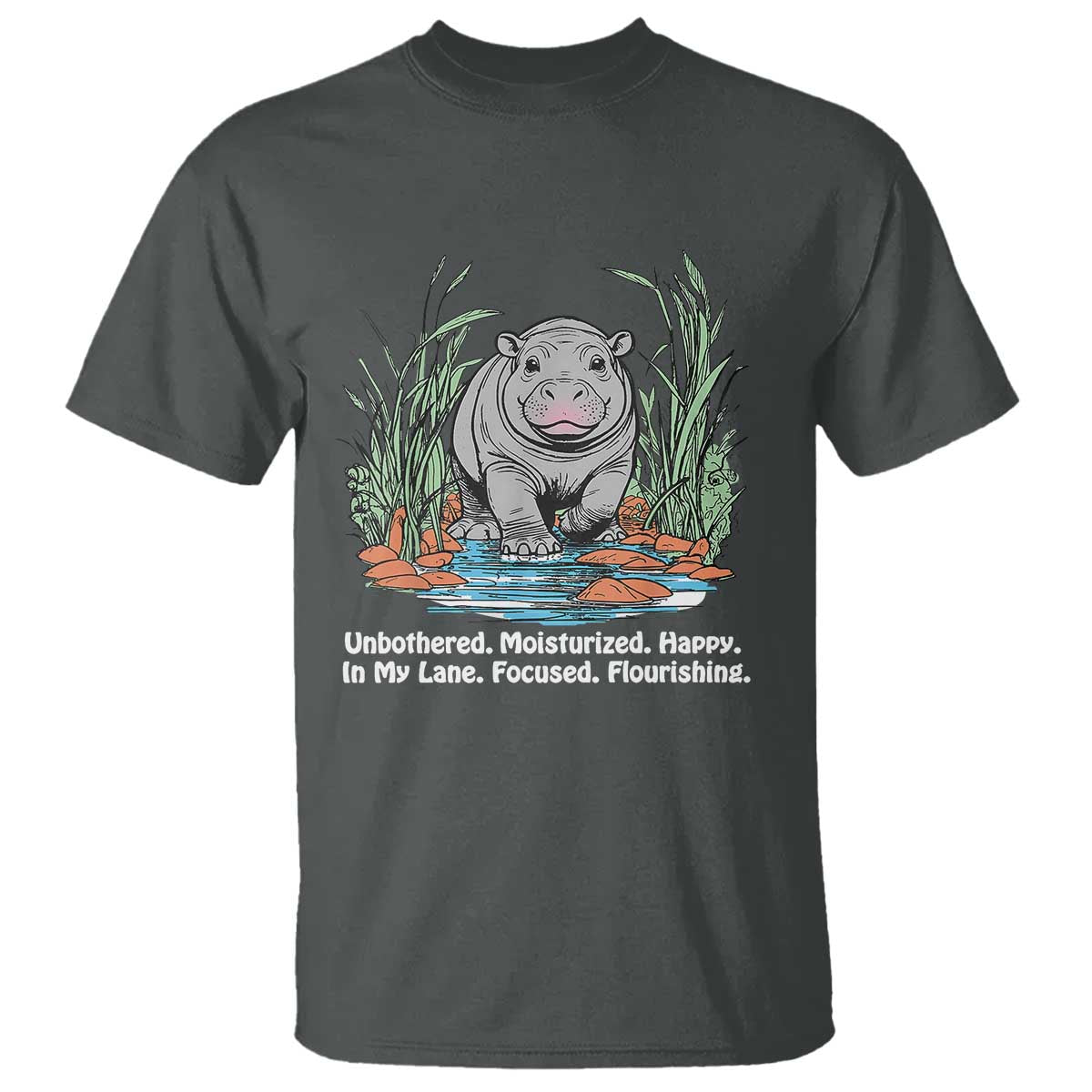 Baby Hippo Moo Deng T Shirt Unbothered Bouncy Pig Meme Cute Viral - Wonder Print Shop