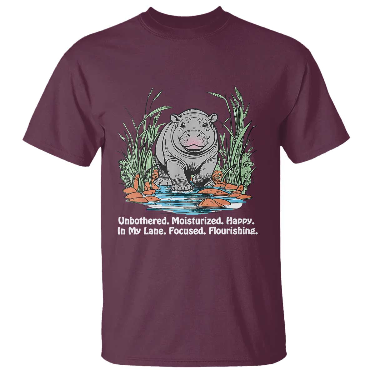 Baby Hippo Moo Deng T Shirt Unbothered Bouncy Pig Meme Cute Viral - Wonder Print Shop