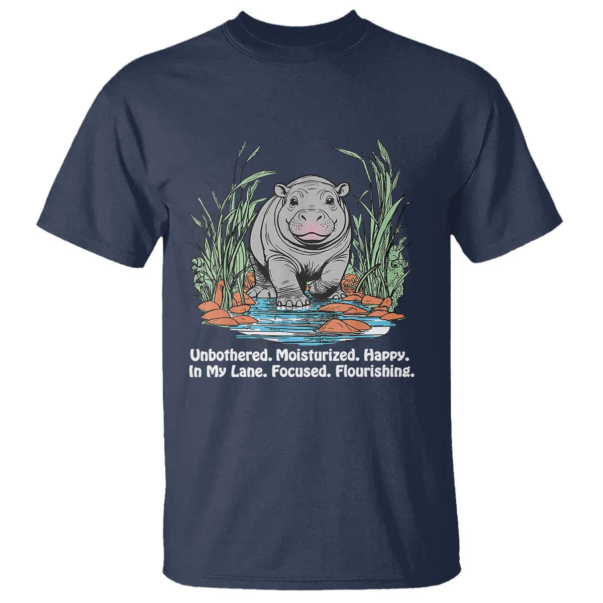 Baby Hippo Moo Deng T Shirt Unbothered Bouncy Pig Meme Cute Viral - Wonder Print Shop