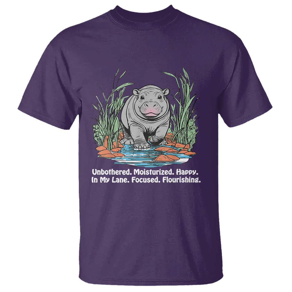 Baby Hippo Moo Deng T Shirt Unbothered Bouncy Pig Meme Cute Viral - Wonder Print Shop