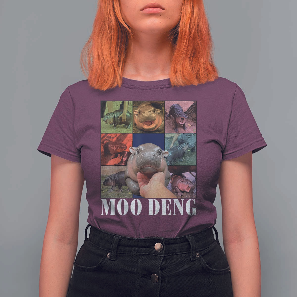Baby Hippo Moo Deng T Shirt For Women Pygmy Hippo Cute Zoo For Family - Wonder Print Shop