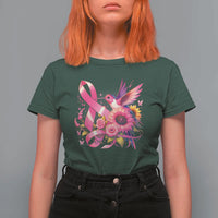 Breast Cancer Awareness T Shirt For Women Hummingbird Pink Ribbon Support - Wonder Print Shop