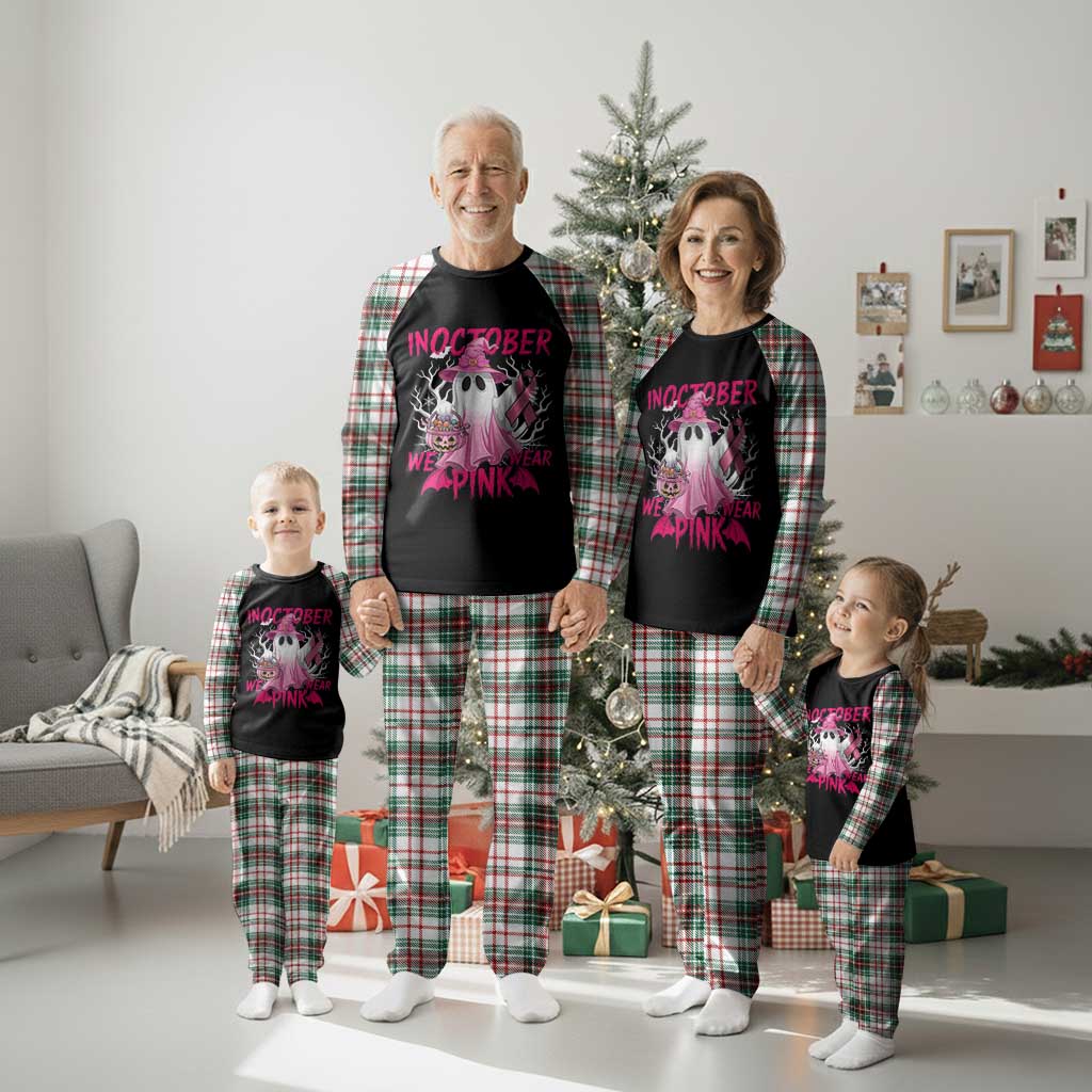 Breast Cancer Awareness Plaid Pajama Set In October We Wear Pink Ghost - Wonder Print Shop