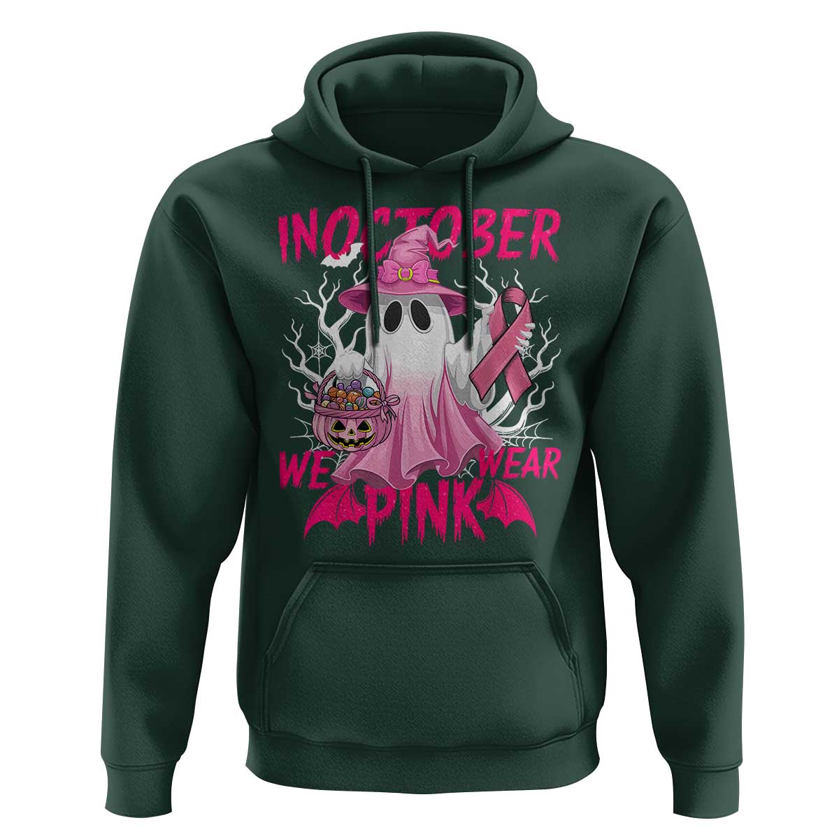 Breast Cancer Awareness Hoodie In October We Wear Pink Ghost