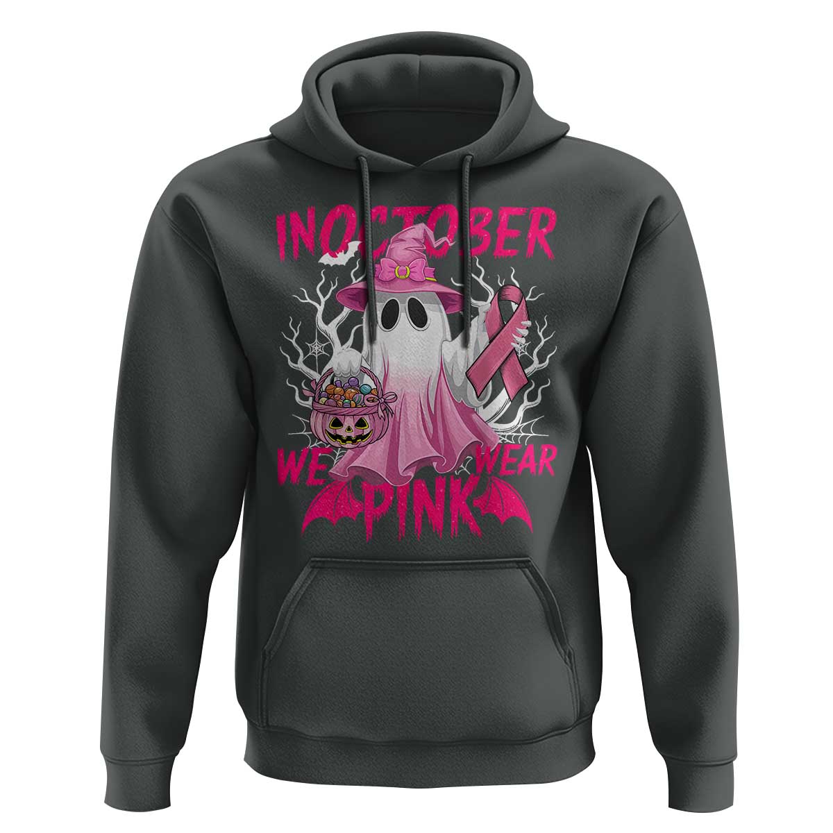 Breast Cancer Awareness Hoodie In October We Wear Pink Ghost