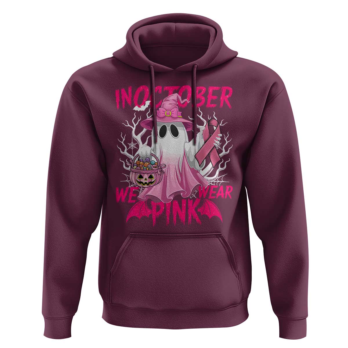 Breast Cancer Awareness Hoodie In October We Wear Pink Ghost