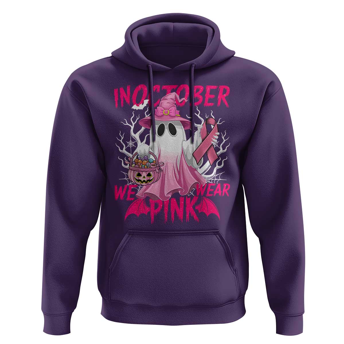 Breast Cancer Awareness Hoodie In October We Wear Pink Ghost