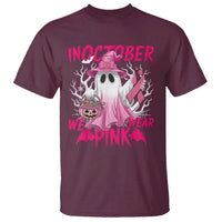 Breast Cancer Awareness T Shirt In October We Wear Pink Ghost - Wonder Print Shop