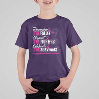 Breast Cancer Awareness T Shirt For Kid Remember The Fallen Support The Fighters - Wonder Print Shop