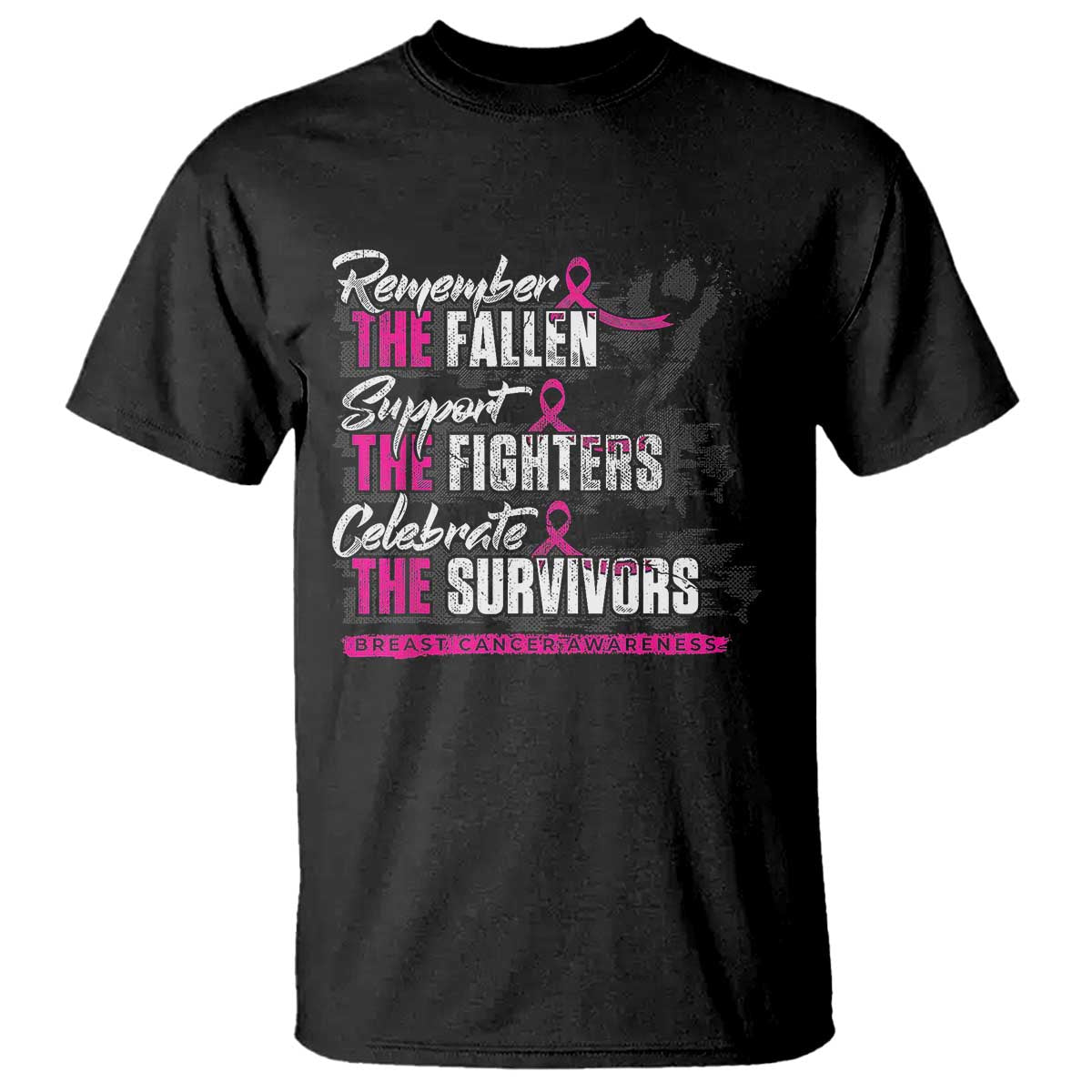 Breast Cancer Awareness T Shirt Remember The Fallen Support The Fighters - Wonder Print Shop
