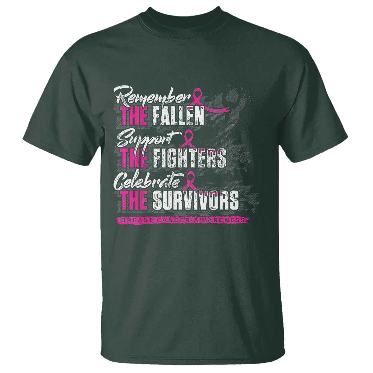Breast Cancer Awareness T Shirt Remember The Fallen Support The Fighters - Wonder Print Shop