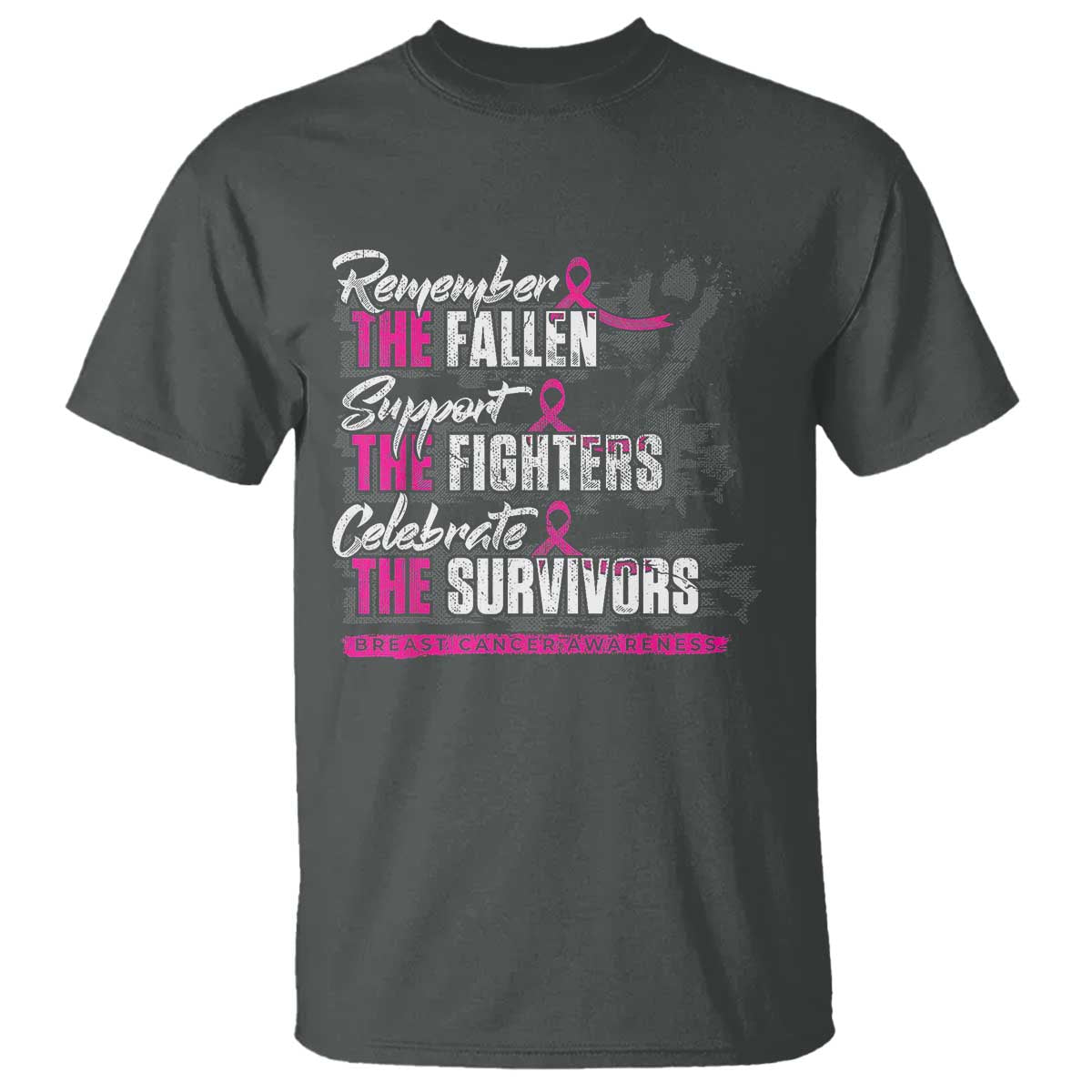 Breast Cancer Awareness T Shirt Remember The Fallen Support The Fighters - Wonder Print Shop