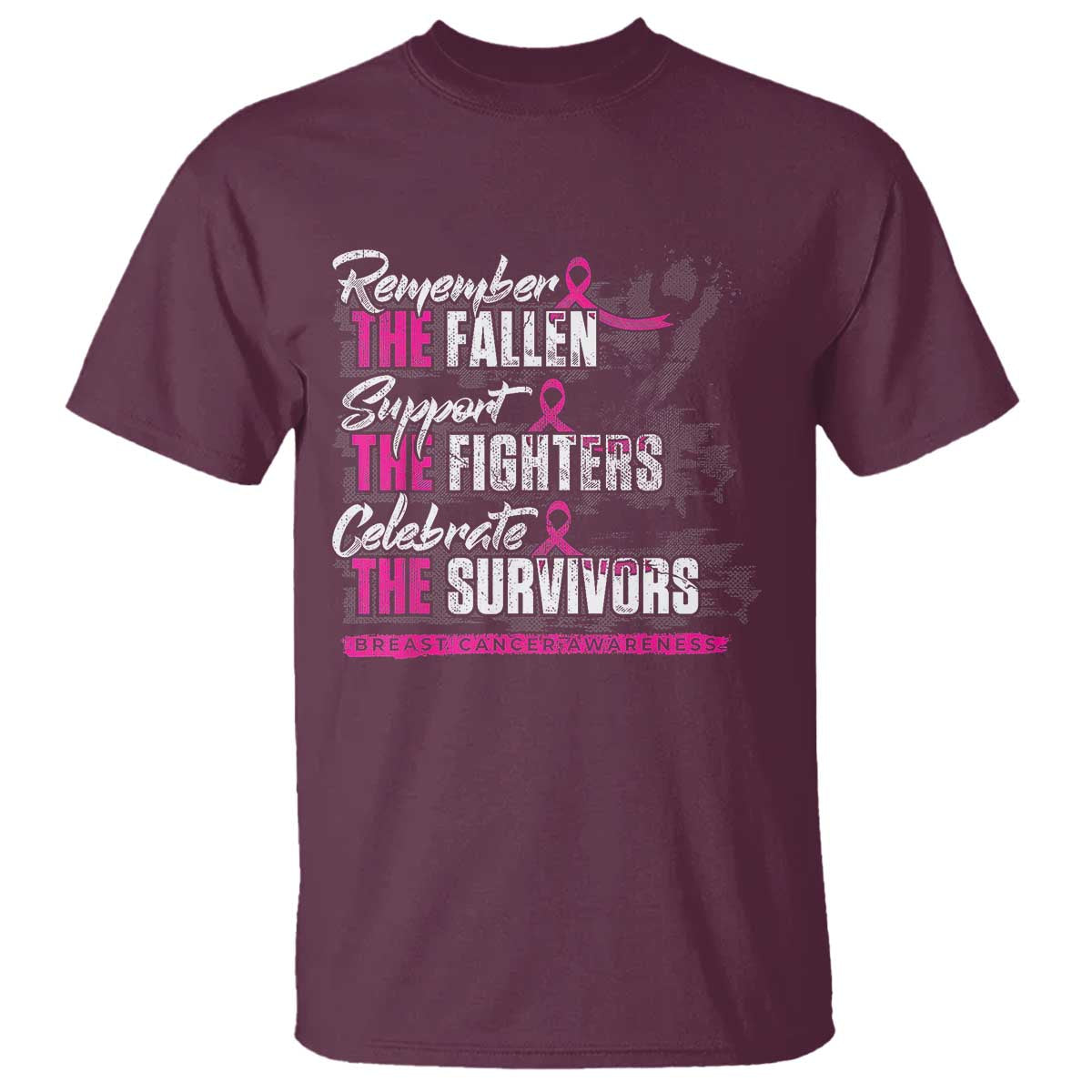 Breast Cancer Awareness T Shirt Remember The Fallen Support The Fighters - Wonder Print Shop
