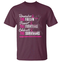 Breast Cancer Awareness T Shirt Remember The Fallen Support The Fighters - Wonder Print Shop