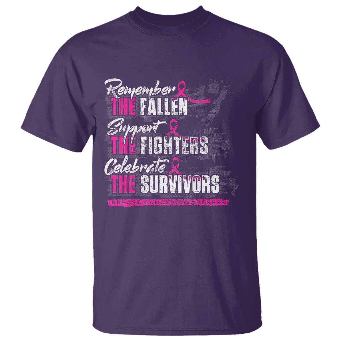 Breast Cancer Awareness T Shirt Remember The Fallen Support The Fighters - Wonder Print Shop