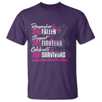 Breast Cancer Awareness T Shirt Remember The Fallen Support The Fighters - Wonder Print Shop